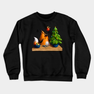 Fox and Christmas tree Crewneck Sweatshirt